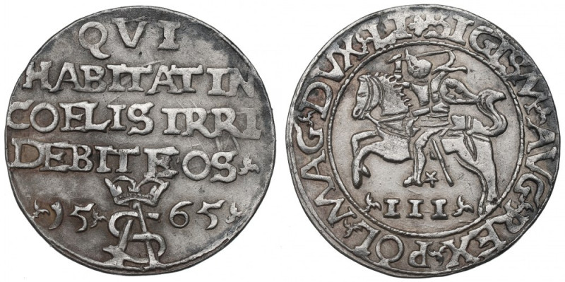 Sigismund II Augustus, 3 groschen 1565, Tykocin Bardzo rzadki i ceniony przez ko...