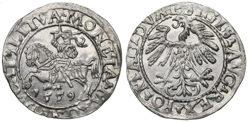 Sigismund II Augustus, Halfgroat 1559, Vilnius Pięknie zachowany egzemplarz ze ś...