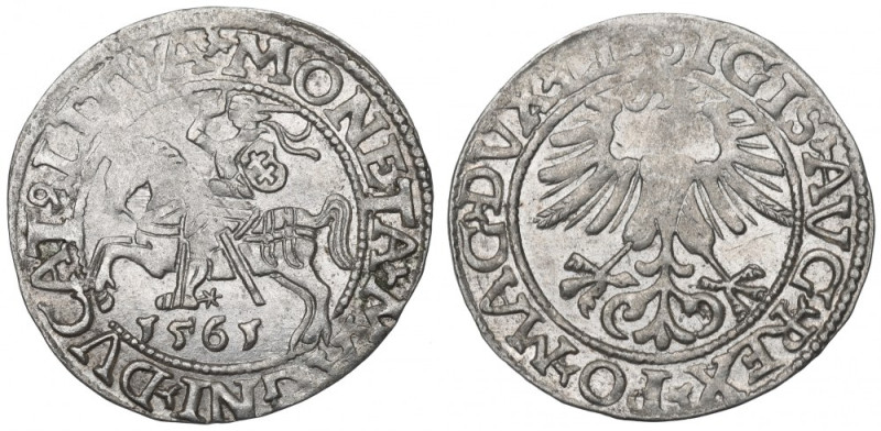 Sigismund II Augustus, Halfgroat 1565, Vilnius Bardzo ładny, lekko niedobity egz...