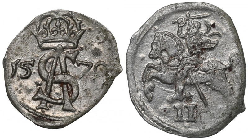 Sigismund II Augustus, 2 denarii 1570, Vilnius Bardzo ładny egzemplarz z dobrze ...