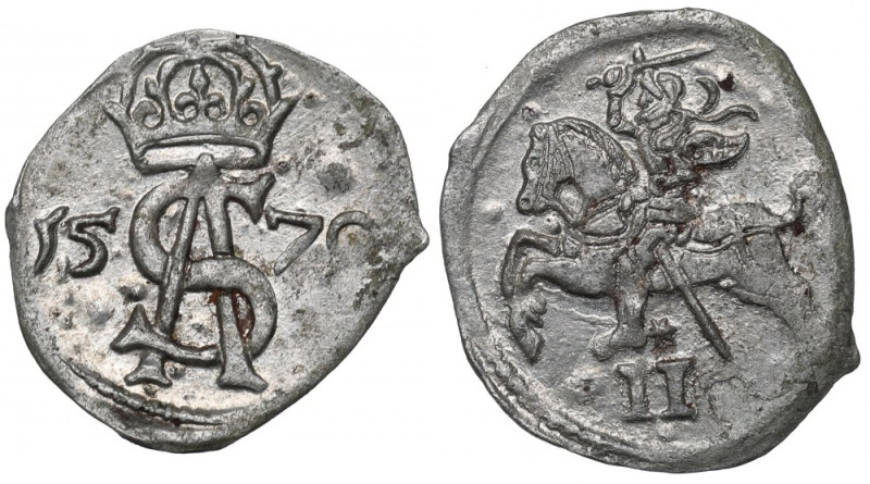 Sigismund II Augustus, 2 denarii 1570, Vilnius Ładny egzemplarz z dobrze zachowa...