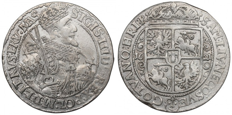 Sigismund III, 18 groschen 1621 Bromberg Ładny egzemplarz. Odmiana z końcówką le...