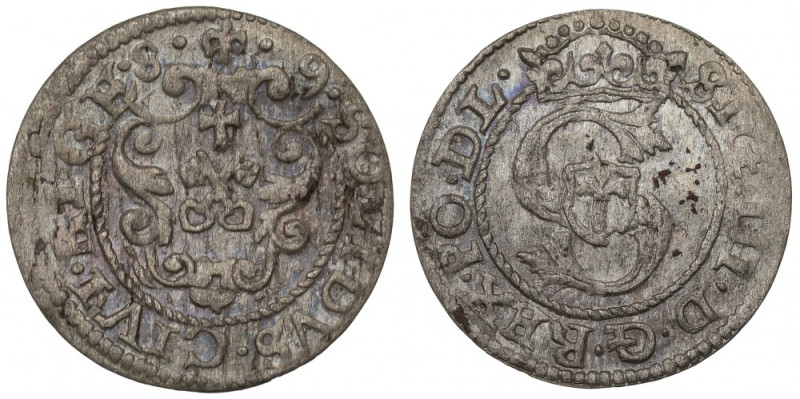 Sigismund III, Schilling 1589, Riga Ładny przykład rzadszego w handlu rocznika. ...