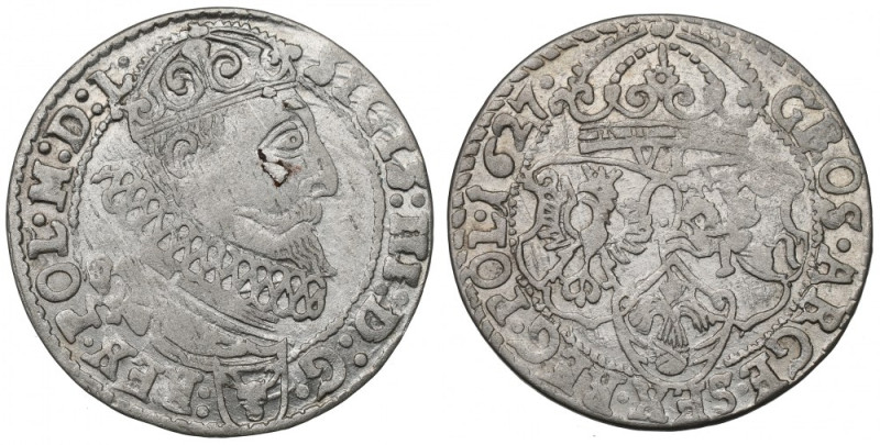 Sigismund III, 6 groschen 1627, Cracow Ładnie zachowany egzemplarz z dużą ilości...