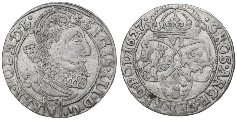 Sigismund III, 6 groschen 1627, Cracow Ładnie zachowany egzemplarz. Ostatni rocz...