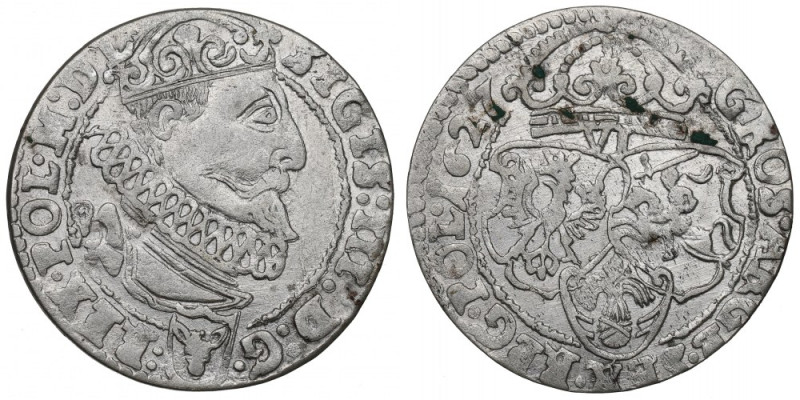 Sigismund III, 6 groschen 1627, Cracow Ładnie zachowany egzemplarz. Ostatni rocz...