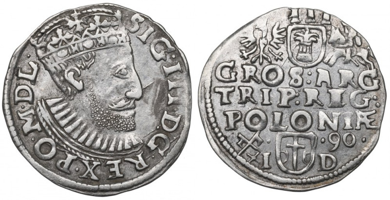 Sigismund III, 3 groschen 1590, Posen Ładny, dobrze wybity egzemplarz.&nbsp; Nie...