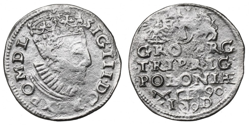 Sigismund III, 3 groschen 1590, Posen Obiegowy egzemplarz. Reference: Iger P.90....