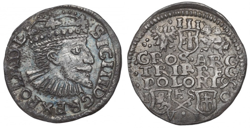 Sigismund III, 3 groschen 1595, Bromberg Ładnie zachowane detale. Nieopisana u I...