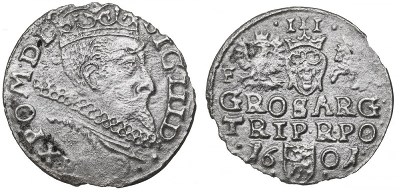 Sigismund III, 3 groschen 1601, Fraustadt Czytelny egzemplarz. 
Reference: Iger...