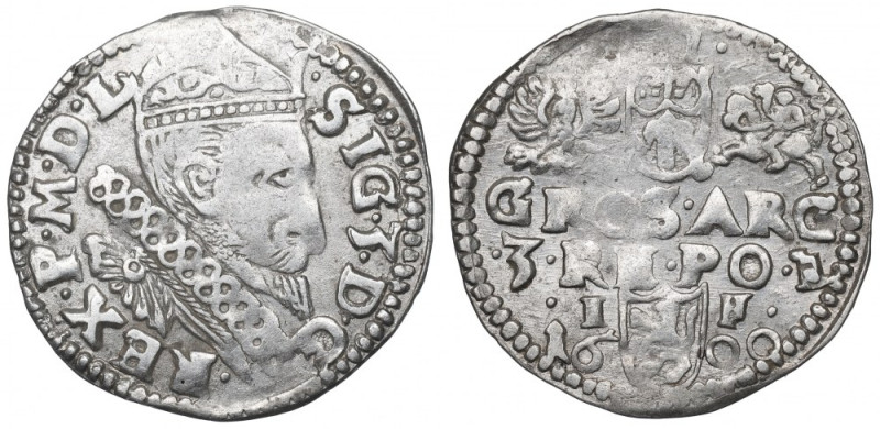 Sigismund III, 3 groschen 1600, Lublin Rzadszy, późny rocznik trojaka mennicy lu...