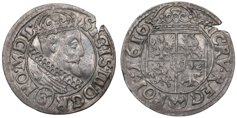 Sigismund III Wasa, 3 kreuzer 1616, Cracow Ładny przykład lubianej emisji. Odmia...