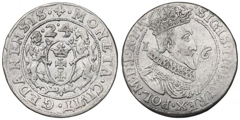 Sigismund III, 18 groschen 1624, Danzig - date overstriked Ładny egzemplarz. Awe...