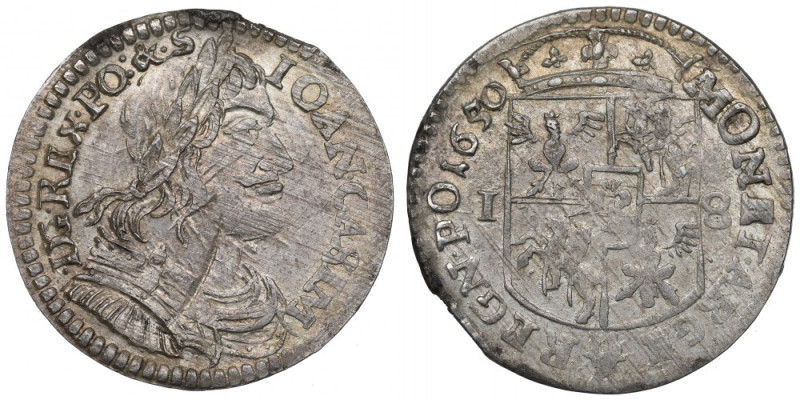 John II Casimir, 18 groschen 1650, Fraustadt - NGC MS63 Pierwszy rocznik ortów J...