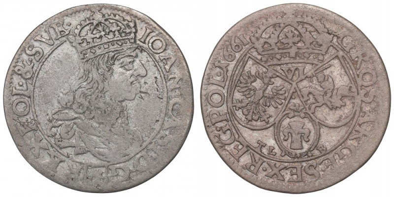 John II Casimir, 6 groschen 1661, Cracow Ładny egzemplarz.&nbsp; Reference: Ciur...