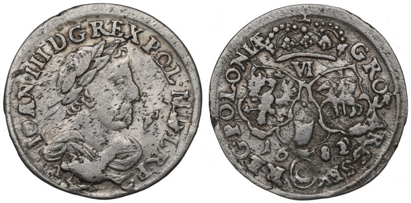 John III Sobieski, 6 groschen 1682, Bromberg Ładny egzemplarz.&nbsp; Wariant z k...