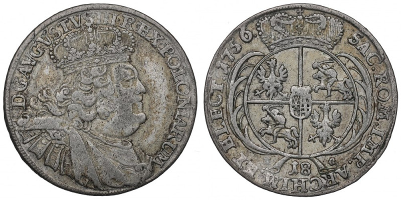 Germany, Saxony, Friedrich August II, 18 groschen 1756 Ładny egzemplarz. Lubiana...