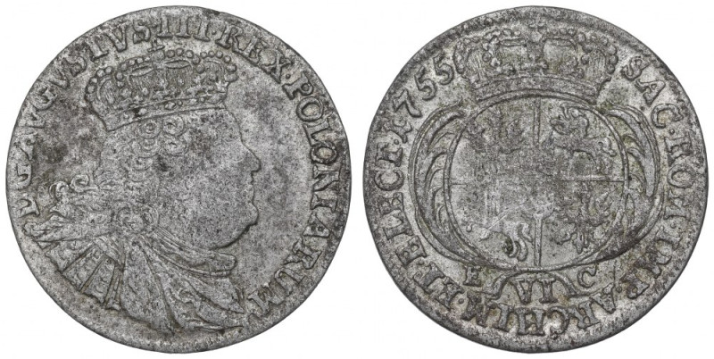 Germany, Saxony, Friedrich August II, 6 groschen 1755 Ładny egzemplarz. Widoczny...