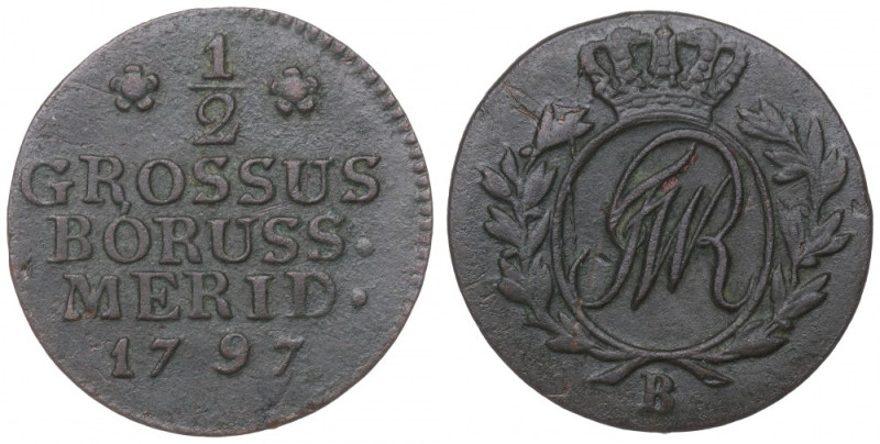 Germany, South Preussen, Halfgroat 1797, Breslau Ładny egzemplarz. Odmiana z nis...