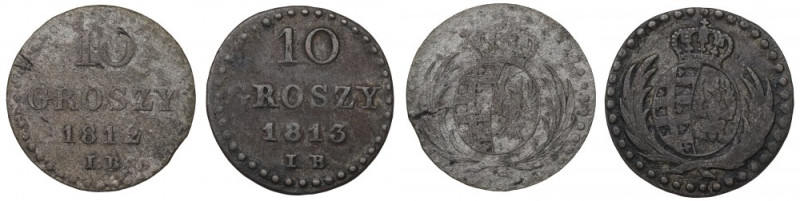 Duchy of Warsaw, Lot of 10 groschen Obiegowe egzemplarze dwóch roczników.