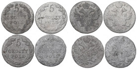 Królestwo Polskie, Zestaw 5 groszy 1819-26