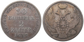 Poland under Russia, Nicholas I, 30 kopecks=2 zloty 1837