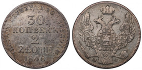 Poland under Russia, Nicholas I, 30 kopecks=2 zloty 1840