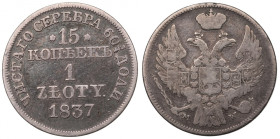 Poland under Russia, Nicholas I, 15 kopecks=1 zloty 1837