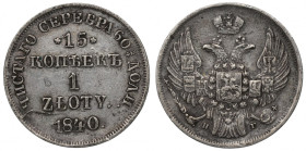 Poland under Russia, Nicholas I, 15 kopecks=1 zloty 1840