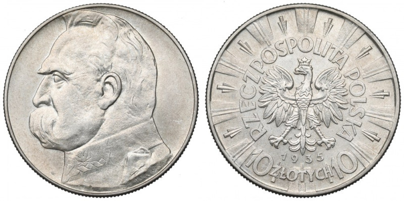 II Republic of Poland, 10 zloty 1935 Pilsudski Egzemplarz o bardzo ładnie zachow...