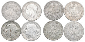 II RP, Zestaw 5 złotych 1932-34 Głowa kobiety
