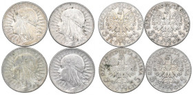 II RP, Zestaw 5 złotych 1933-34 Głowa kobiety