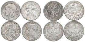 II RP, Zestaw 5 złotych 1933-34 Głowa kobiety