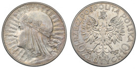 II Republic of Poland, 10 zlotych 1932, Women's Head, London