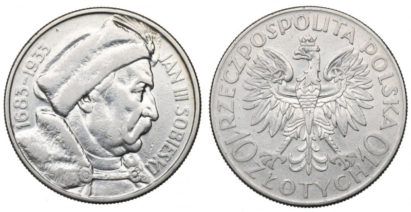 II Republic of Poland, 10 zloty 1933 Sobieski Obiegowy przykład lubianej emisji....