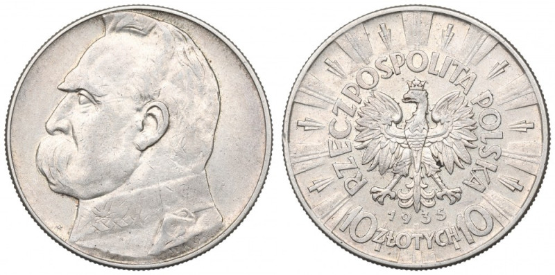 II Republic of Poland, 10 zloty 1935 Pilsudski Egzemplarz o ładnie zachowanych d...