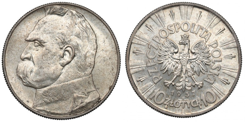 II Republic of Poland, 10 zloty 1937 Pilsudski Egzemplarz o bardzo ładnie zachow...