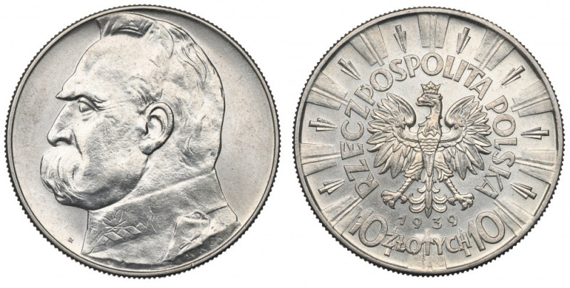 II Republic of Poland, 10 zloty 1939 Pilsudski Egzemplarz w świetnej kondycji. D...