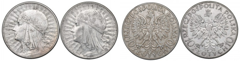 II RP, Zestaw 10 złotych 1932 Głowa kobiety Obiegowe egzemplarze obu odmian - lo...