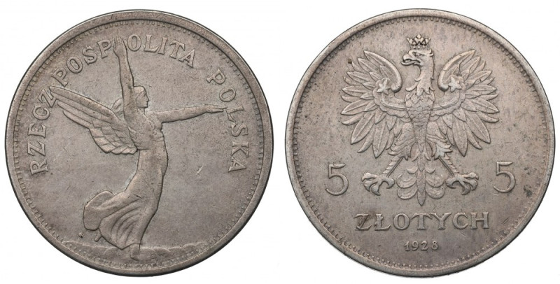 II Republic of Poland, 5 zloty 1928 Ładny egzemplarz. Dobrze zachowane detale z ...