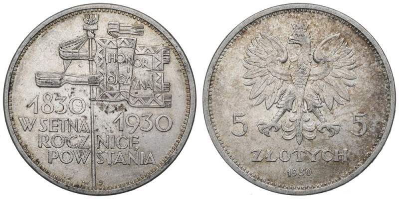 II Republic of Poland, 5 zloty 1930 November uprising Bardzo ładny egzemplarz z ...