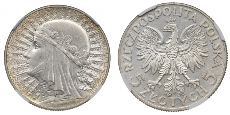 II Republic of Poland, 5 zloty 1933 Polonia - NGC AU Details Bardzo ładna prezen...