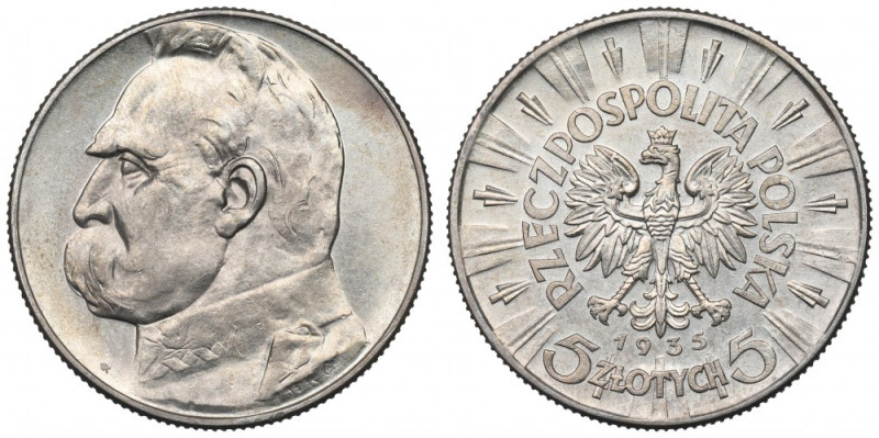 II Republic of Poland, 5 zloty 1935 Pilsudski Bardzo ładnie zachowana piątka. Pr...