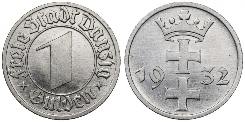 Free City of Danzig, 1 gulden 1932 Ładnie zachowana pozycja. Delikatne nieświeżo...