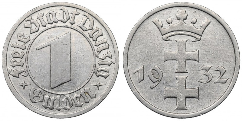 Free City of Danzig, 1 gulden 1932 Obiegowy przykład lubianej emisji. Reference:...