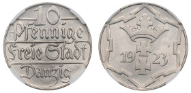Free City of Danzig, 10 pfennig 1923 - NGC MS64
