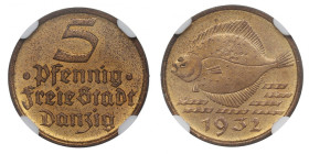 Free City of Danzig, 5 Pfennig 1932 Flounder - NGC MS63