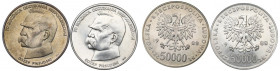 PRL, Zestaw 50.000 złotych 1988 Piłsudski