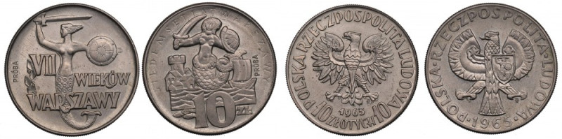 PRL, Zestaw 10 złotych 1965 - PRÓBA Piękne przykłady lubianych emisji próbnych....