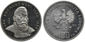 PRL, 100 złotych 1980 Jan Kochanowski - Próba Ag